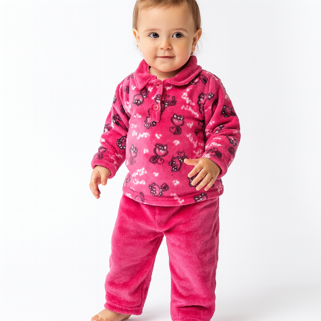 Pyjama Fuschia Warm For Girls Kitty DesignSize 1-2y