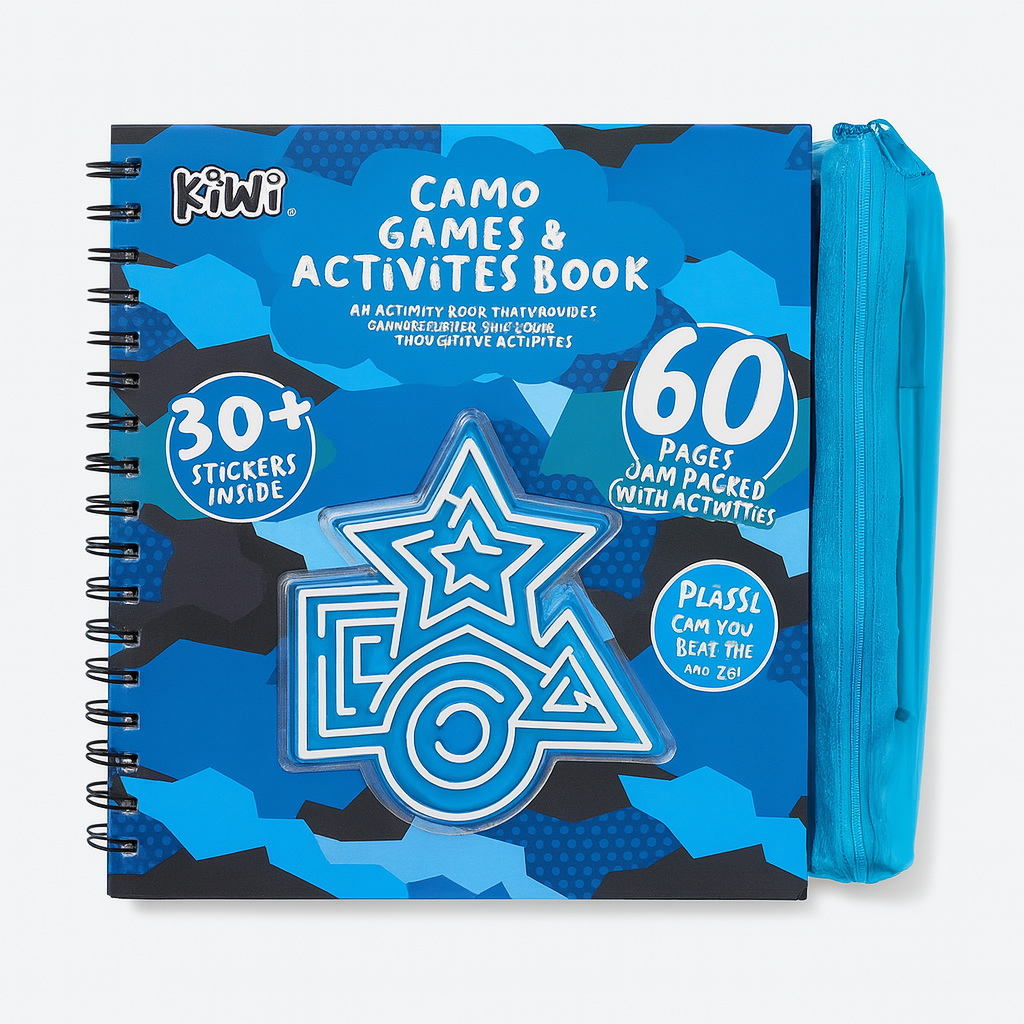 Mindful And Camo Games Activities Colouring Book With Pencil Case And 2 Markers