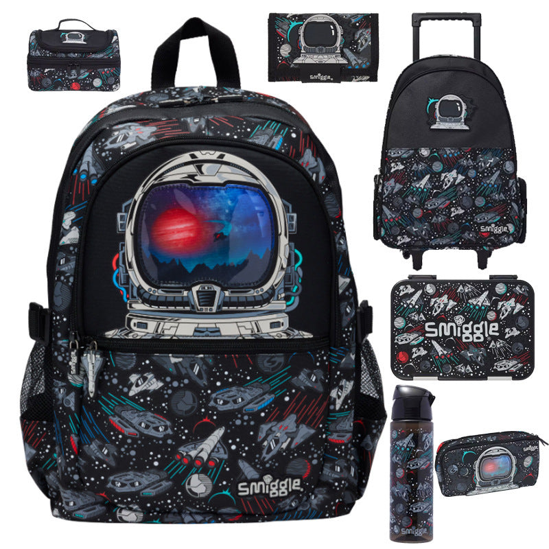 Smiggle Space Design Set Of 3pcs Bottle Lunch Box Backpack 42cm