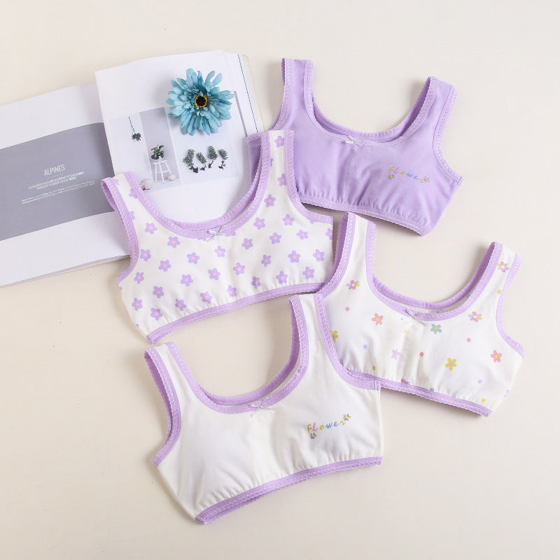 T Girls Stretch Sports Bra Wide Straps Set Of 4 Pcs Size 7-12y