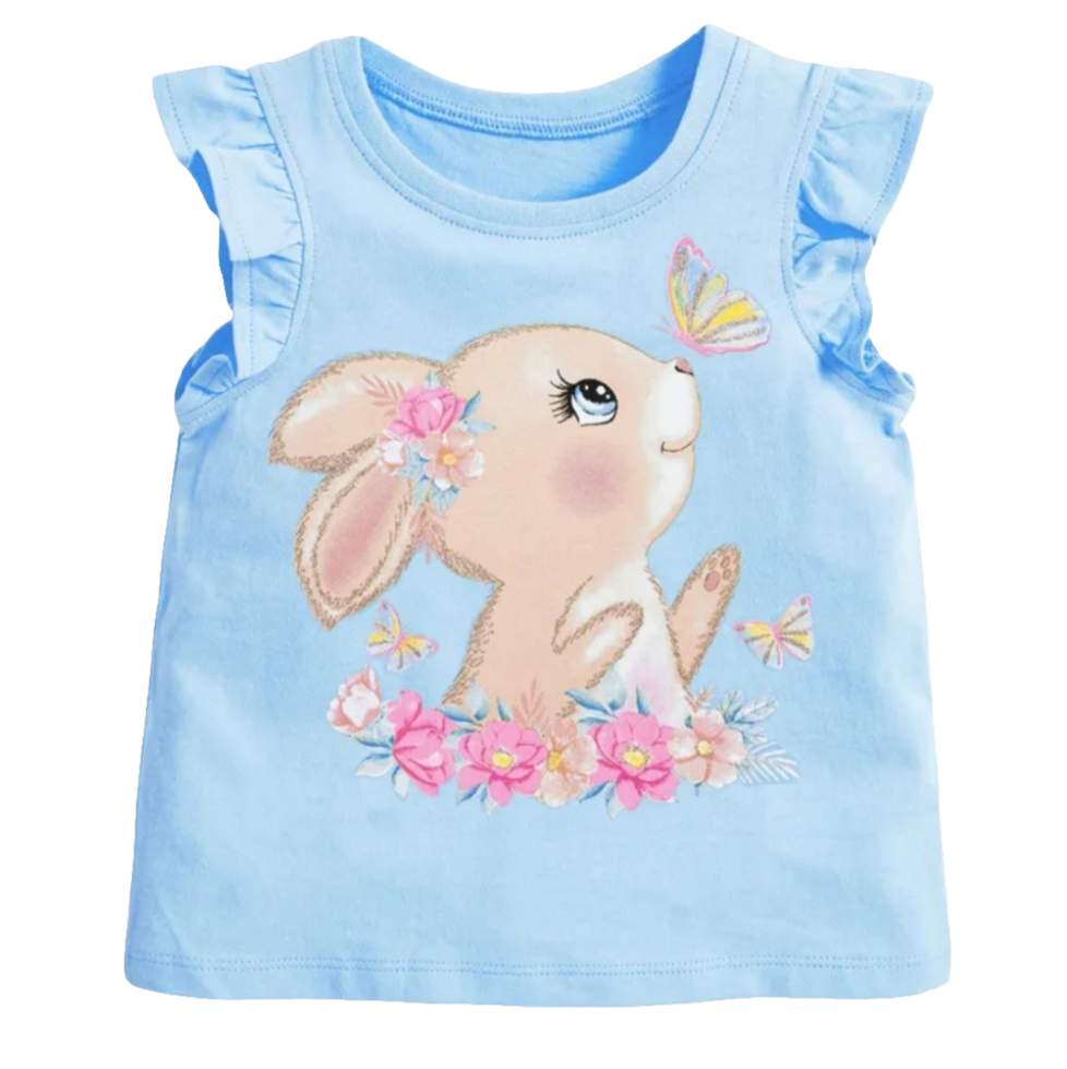 Cute Cotton T-shirt with Rabbit Design Size 6-7y