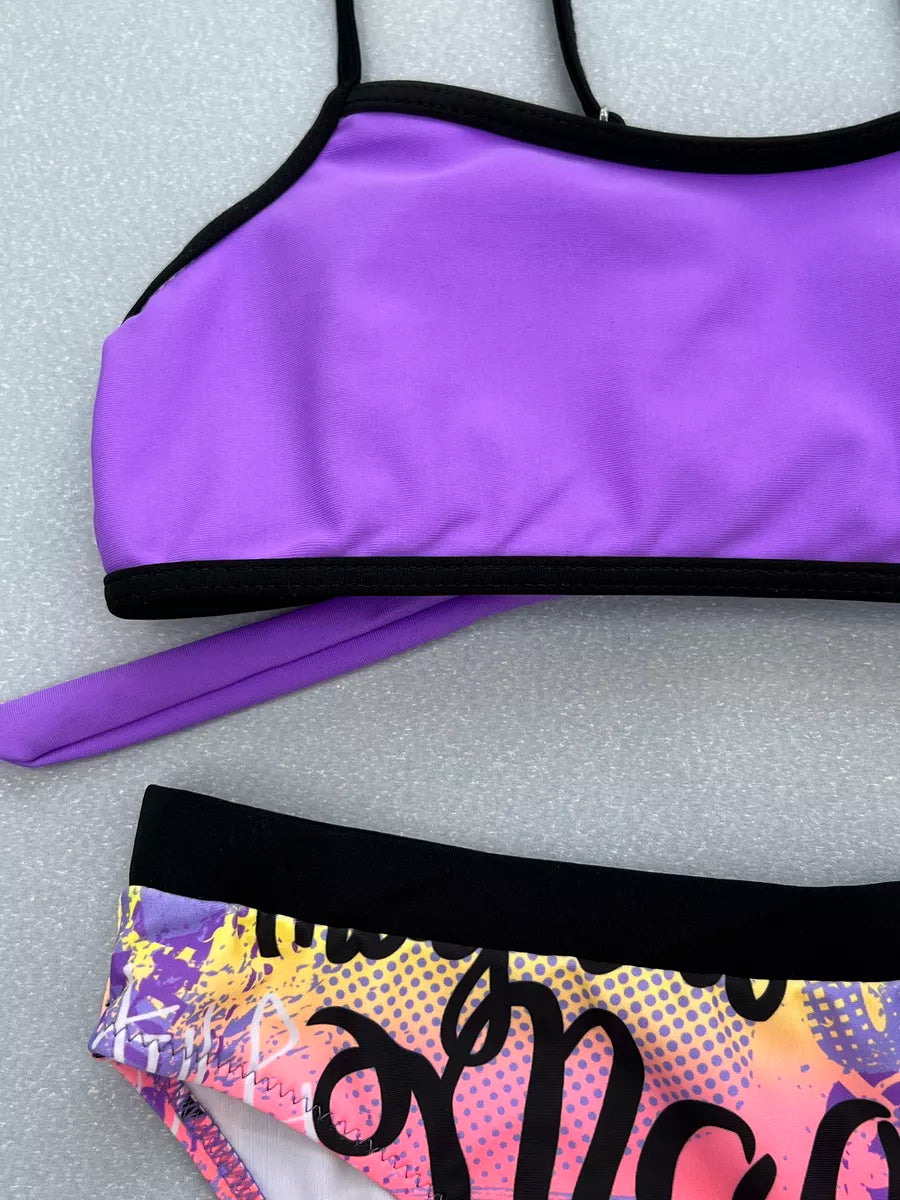Purple Swimwear For Girls Set Of 3 Pcs Size 6-12y
