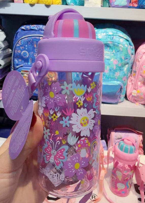 Smiggle Bottle 400ml 19cm BPA Free Flower Design