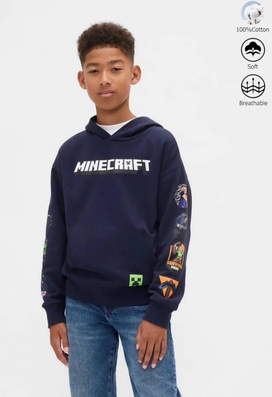 Hoodie Cotton Minecraft Design Size 5-14y
