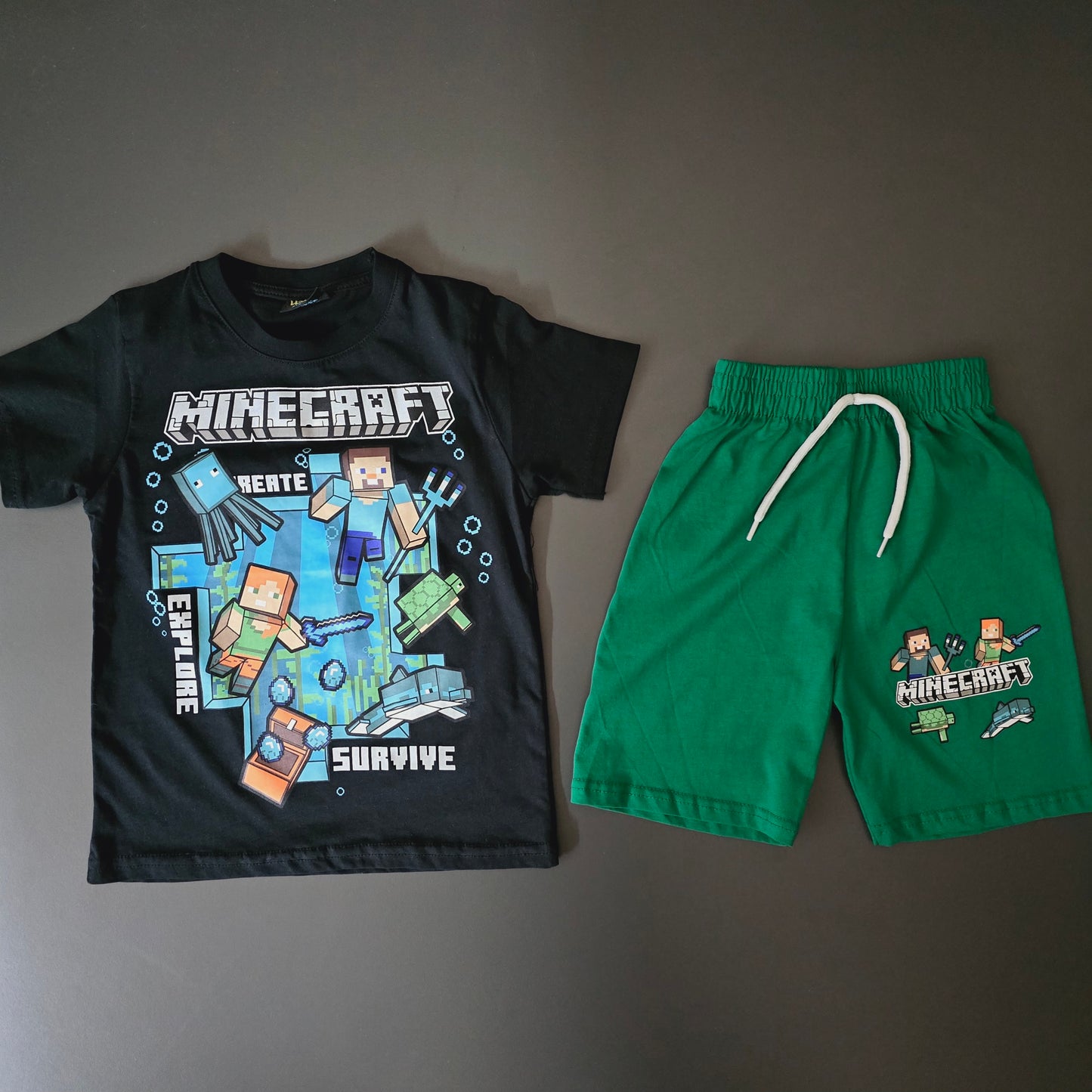 Outfit For Boys Minecraft Design Set Of 2 Pcs Size 3-10y