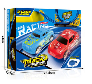 Track Racing 2-Lane Launch Car Track Set for Kids 3+