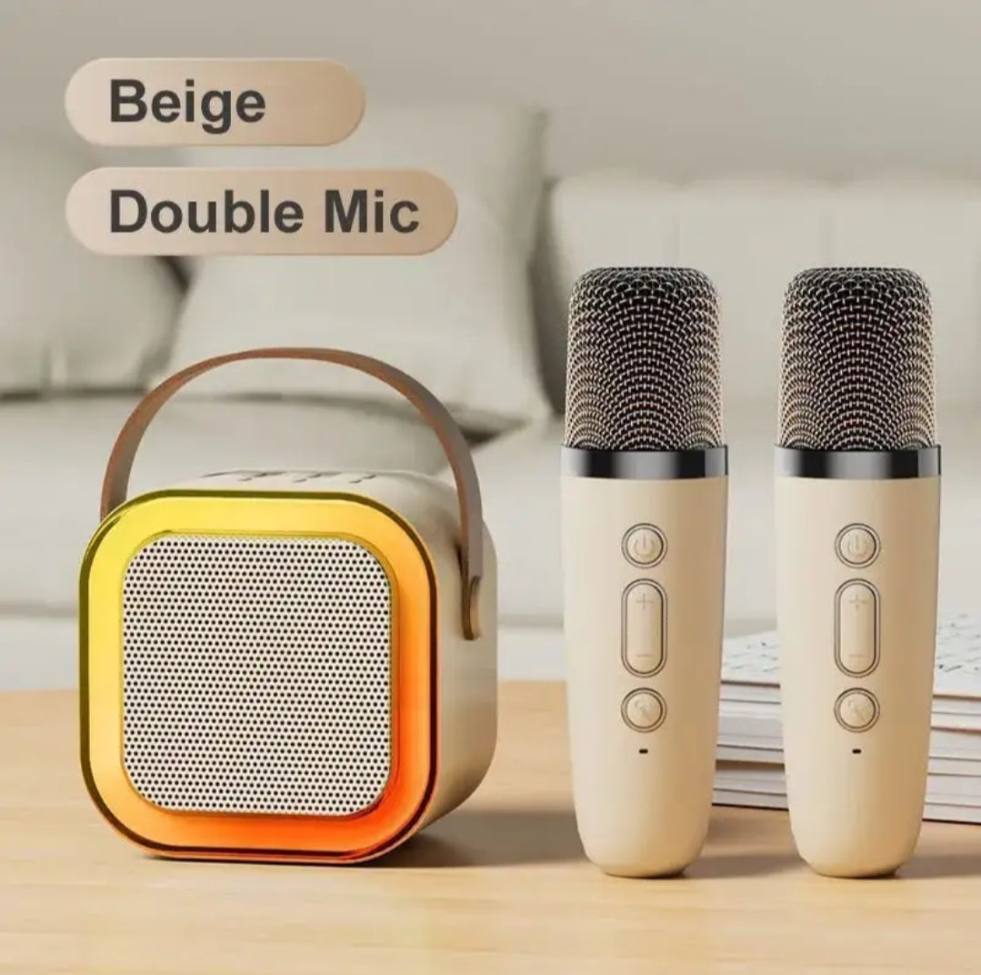 K12 Mini Portable Karaoke Wireless BT Speaker With 2 Microphone