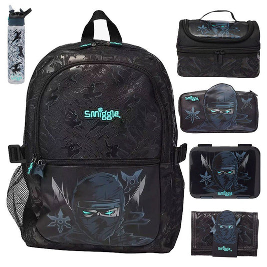 Smiggle Ninja Set 5pcs Backpack 42cm  Lunch bag Lunch box Bottle Pencil case