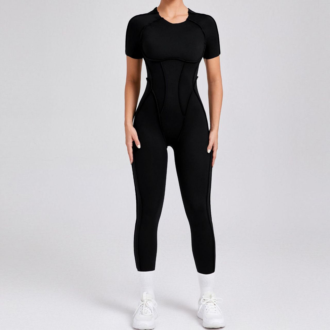 Sportswear Backless Sports Suit Short Sleeve For Women Size M