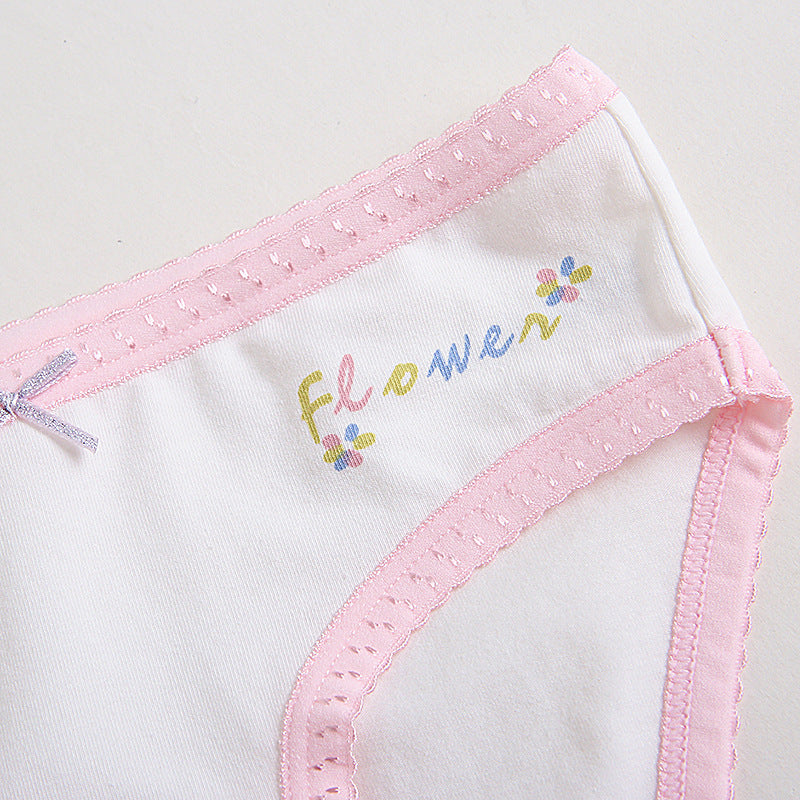 Set Of 4 Pcs Underwear Panties Flower For Kids Size 2-12y