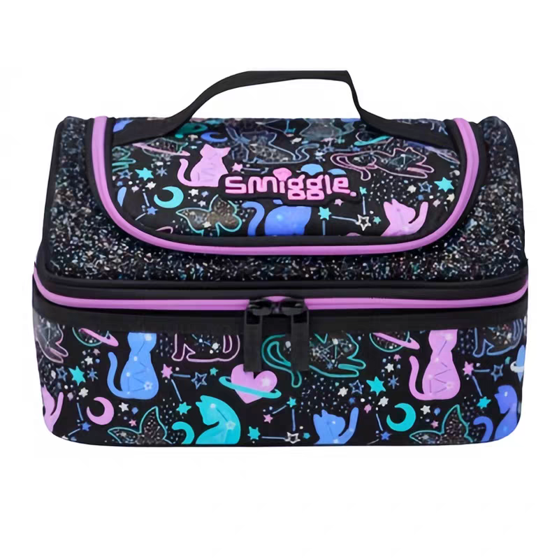 Smiggle Black Cat Design 3pcs Backpack 42cm lunch Bag Case