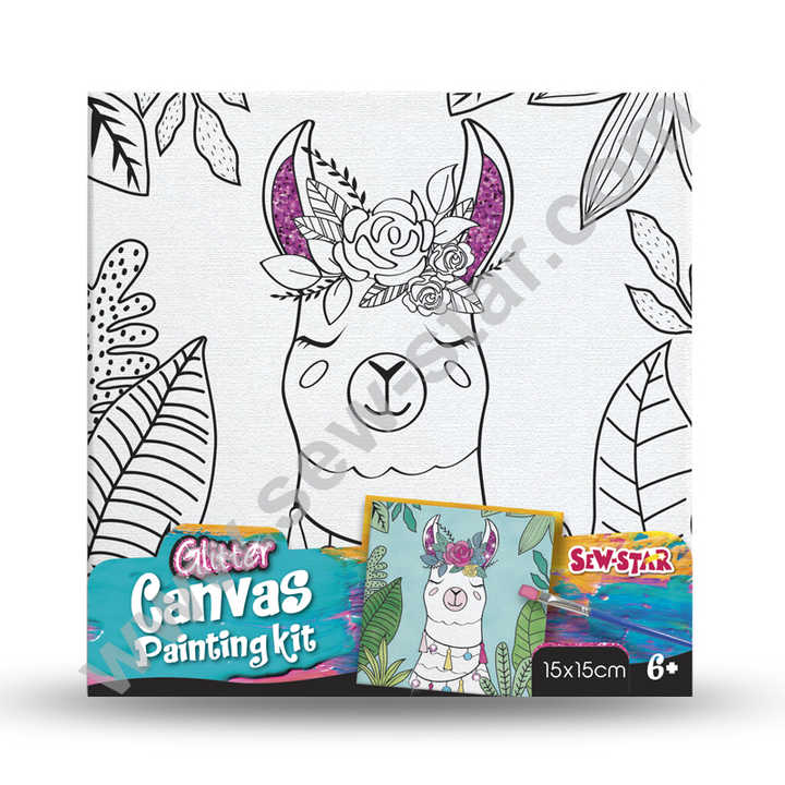 DIY Glitter Canvas Painting Kit For Kids Lion/Lama Design