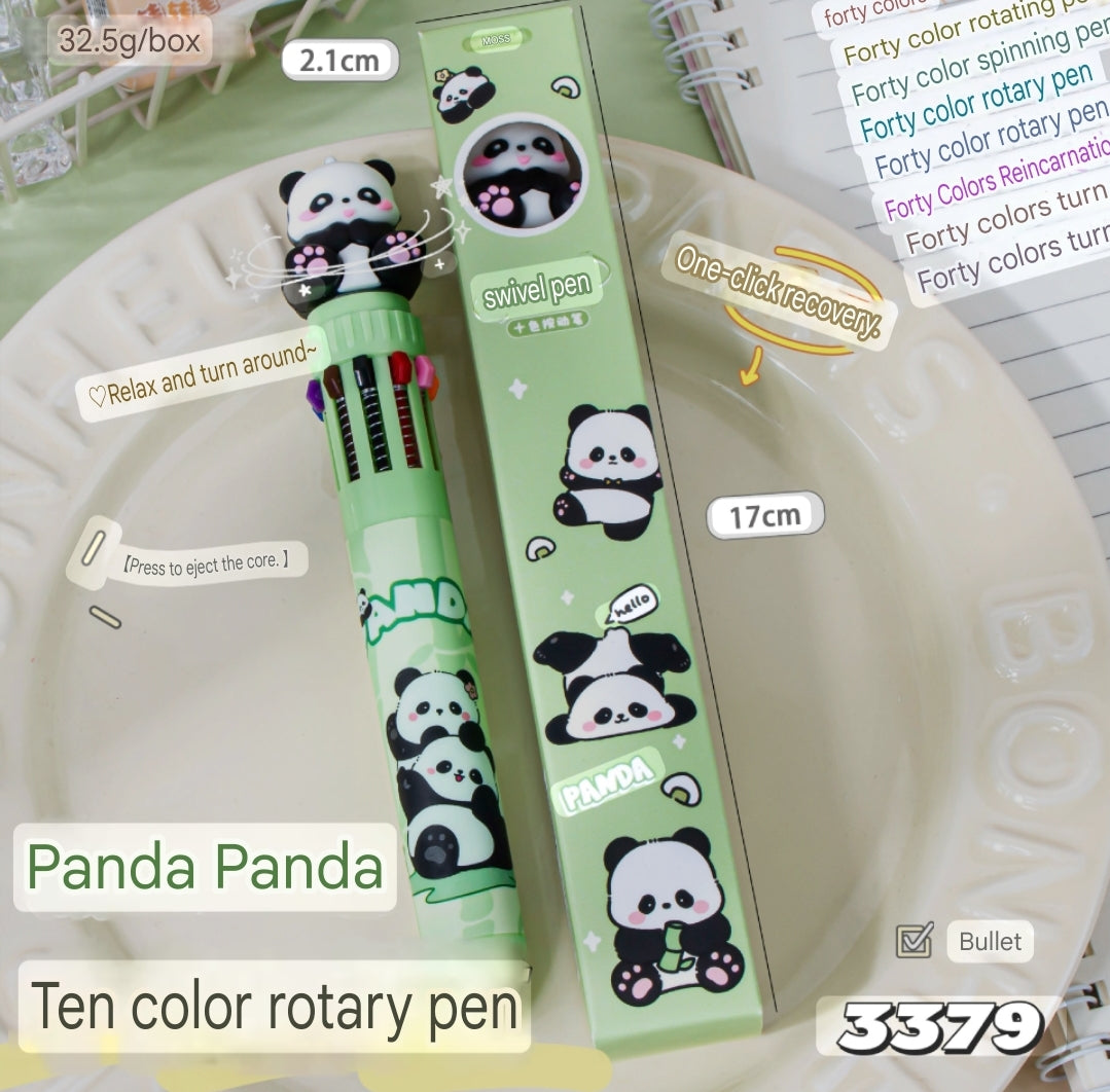 Cartoon Pen Ballpoint Multicolor Pen Press 10 Color Rotary Pen