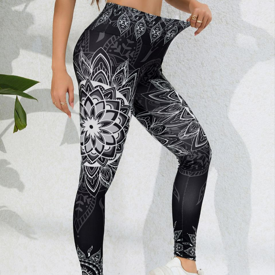 Legging For Women Mandala Design High Waist Workout Yoga Sportswear Size S-L