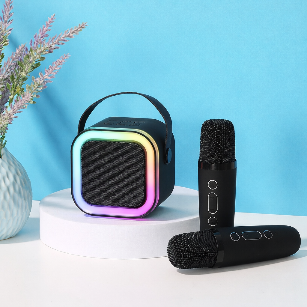 K12 Mini Portable Karaoke Wireless BT Speaker With 2 Microphone