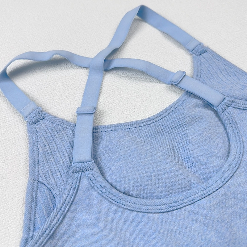 Sports Bra For Women With Pads Gym And Yoga Wear Workout Light Blue Size L