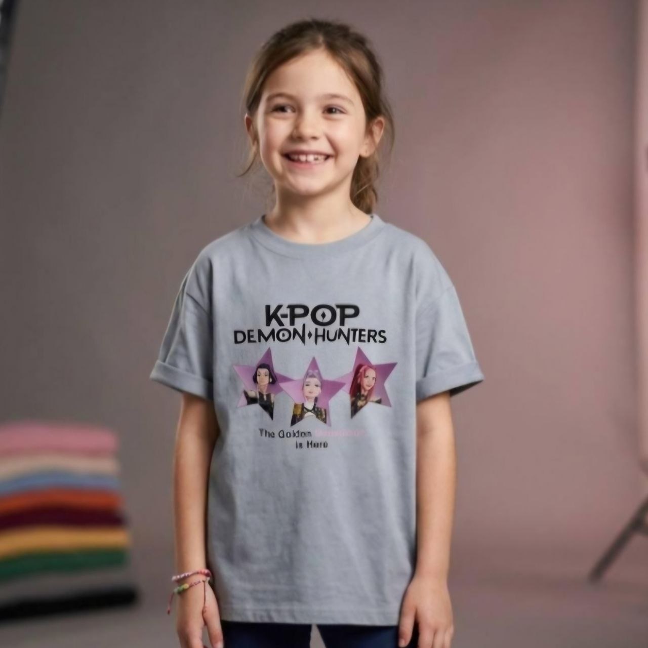 K-POP Demon Hunters Girls Oversized T-Shirt | Size 5-14y