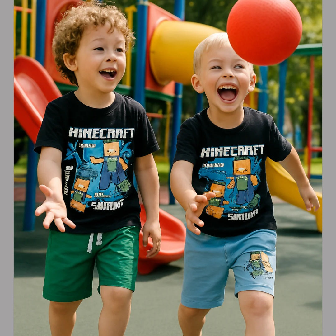 Outfit For Boys Minecraft Design Set Of 2 Pcs Size 3-10y