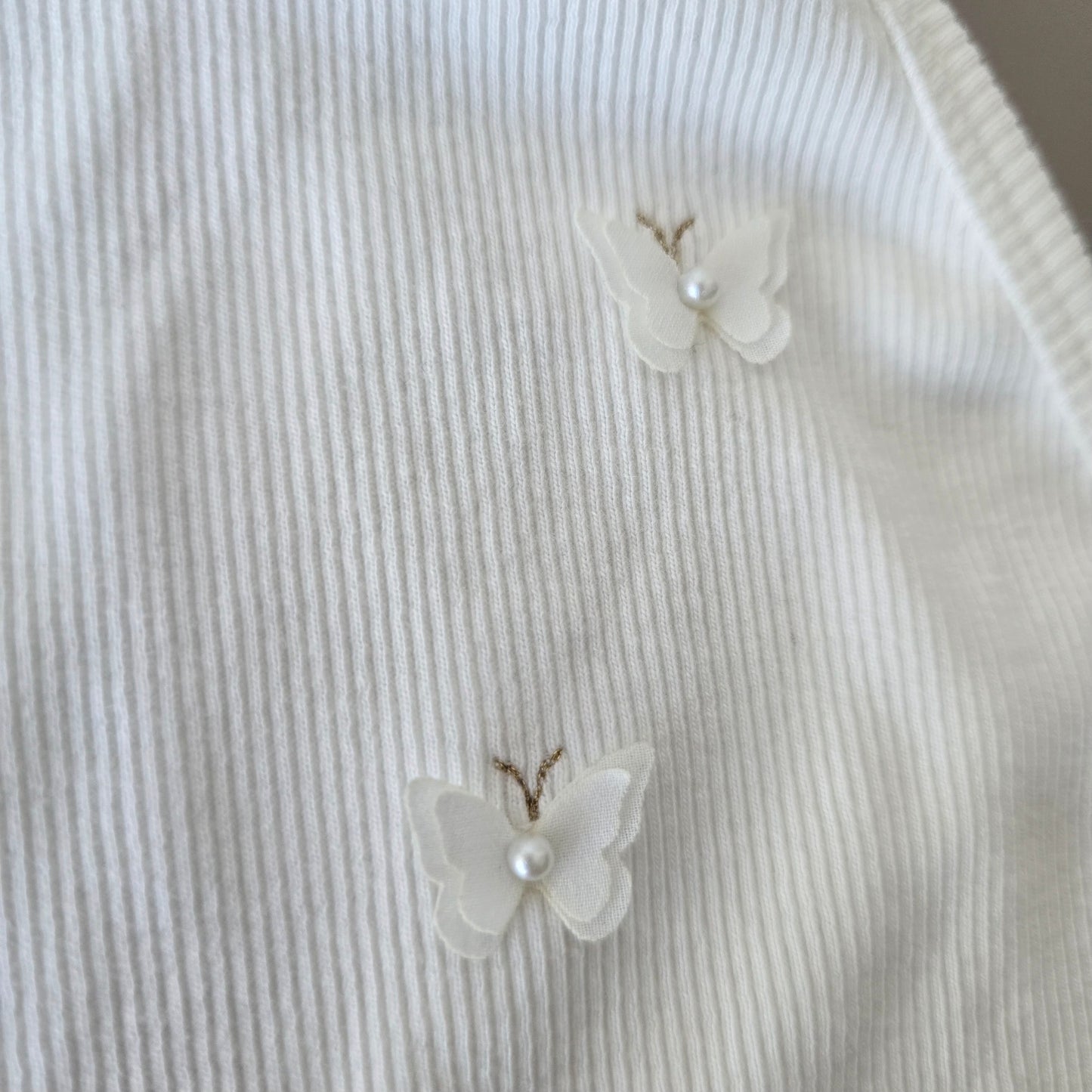 Butterfly Ribbed Halter Top – White Brand Zara Size 13-14y