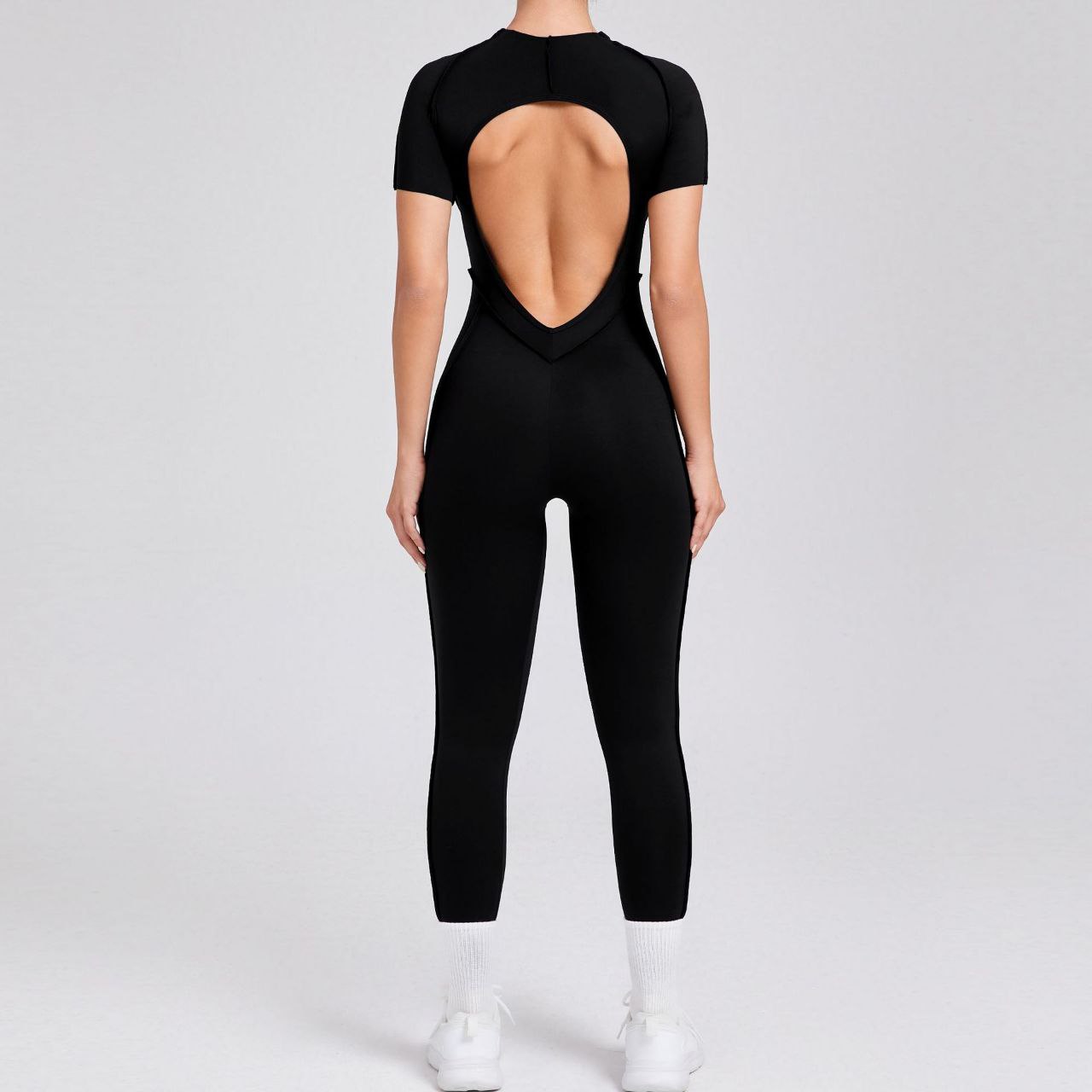 Sportswear Backless Sports Suit Short Sleeve For Women Size M