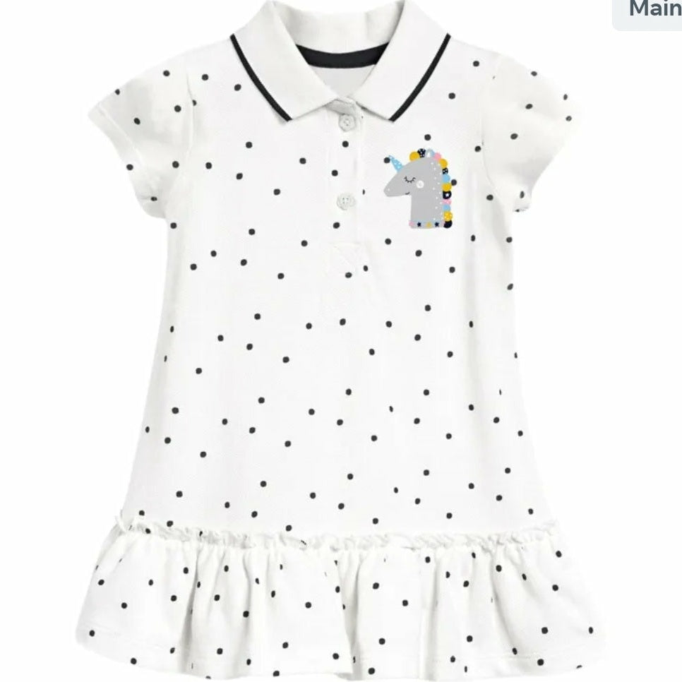 Unicorn Polo Dress Cotton 100% Size 2-7y