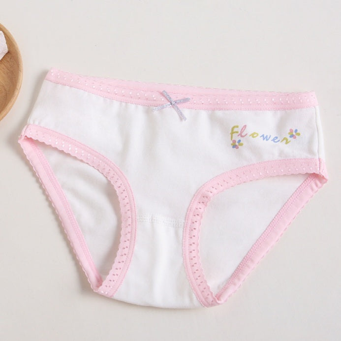 Girls Cotton Panties (4 pcs)-Pink Flower | Size 2–12Y
