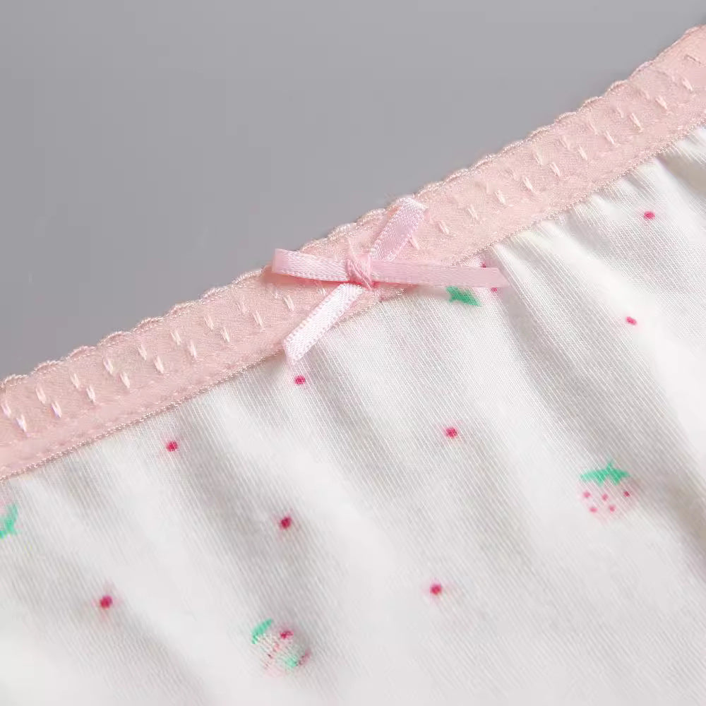 Toddler Baby Girls Cotton Underwear Boxer Briefs 3-12y Kids Panties Pink Strowberry 4pcs Set