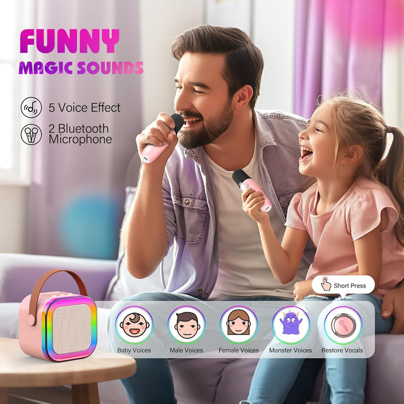 K12 Mini Portable Karaoke Wireless BT Speaker With 2 Microphone