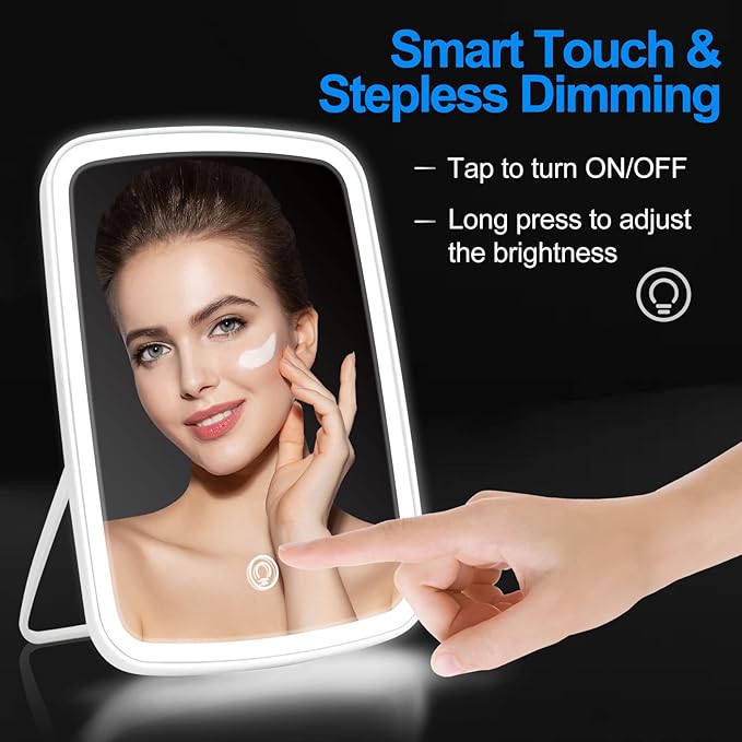 Makeup Mirror LED, Portable USB Rechargeable with Touch Screen