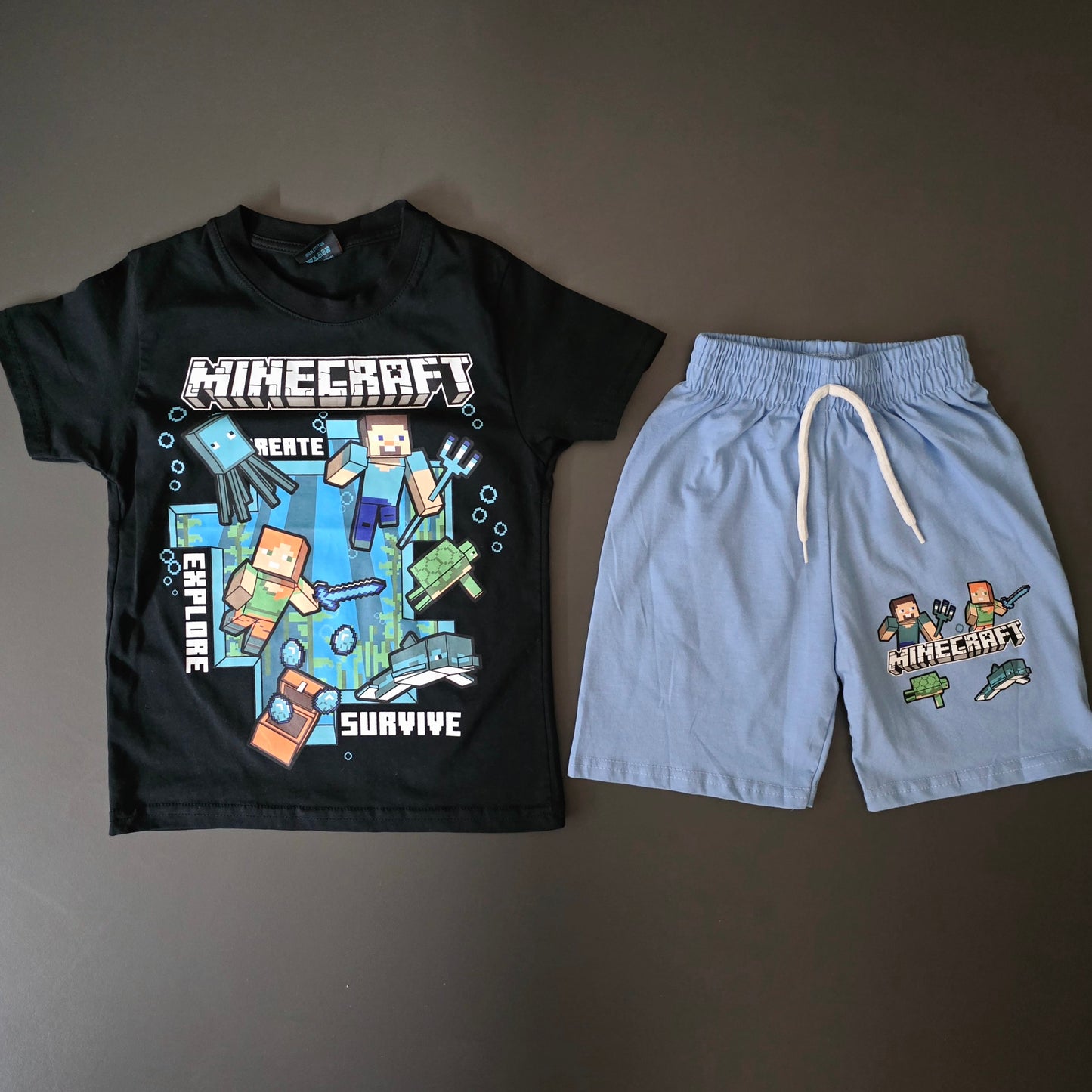 Outfit For Boys Minecraft Design Set Of 2 Pcs Size 3-10y