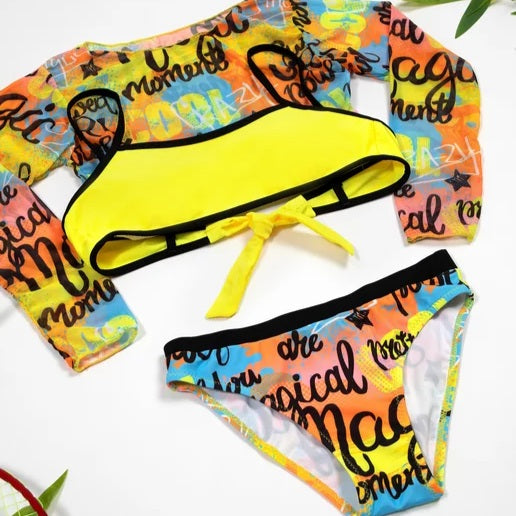 Yellow Swimwear For Girls 3 Pcs Set Size 5-12y