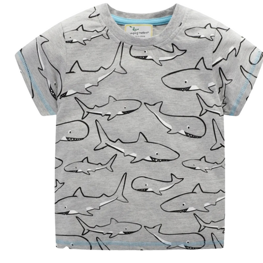 Cotton Shark T-shirt For Boys Size 4-6y
