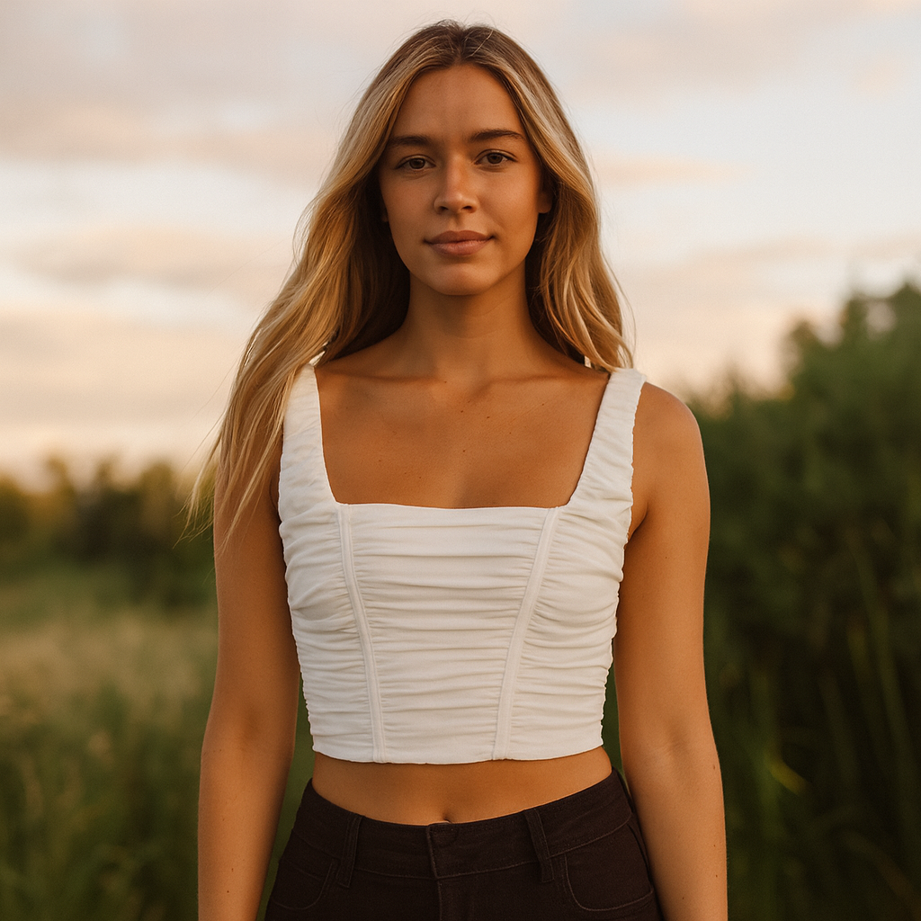 Crop Top For Women Tie Open Back Square Neck Brand:PrettyLittleThing Size S