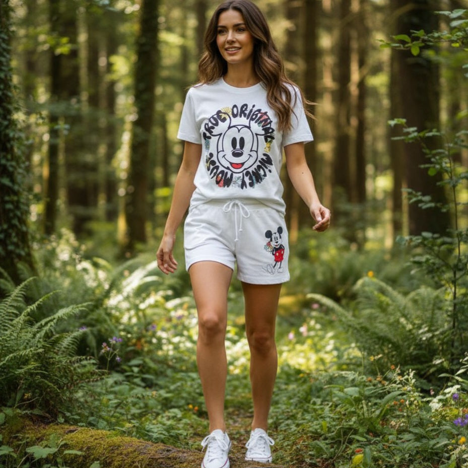 Outfit For Women Mickey Mouse Design Set Of 2 Pcs Short With Fleece Size S