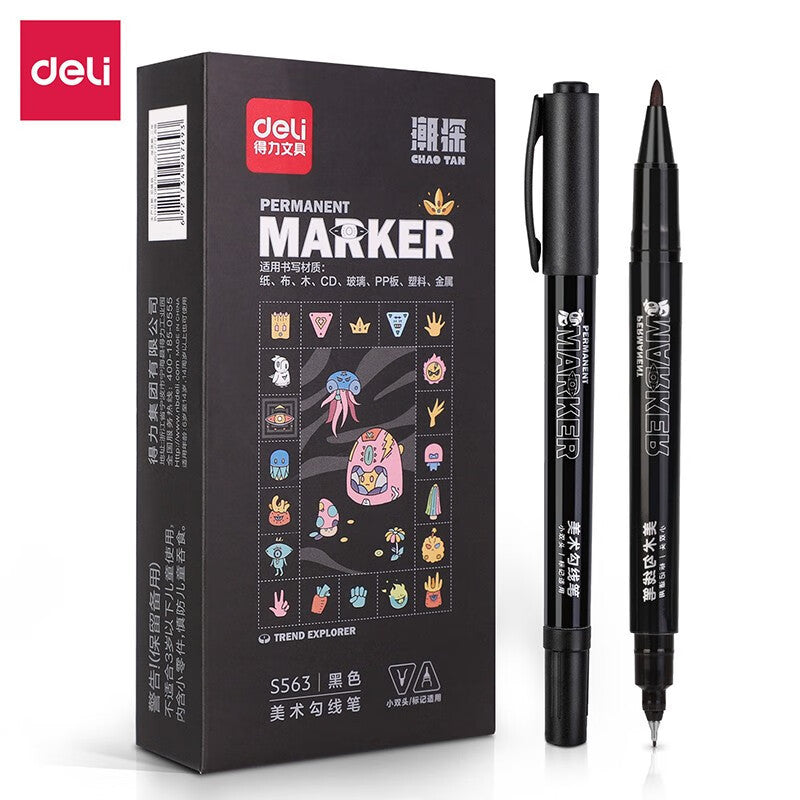 Marker With Black Head Pen For Art Double Sided