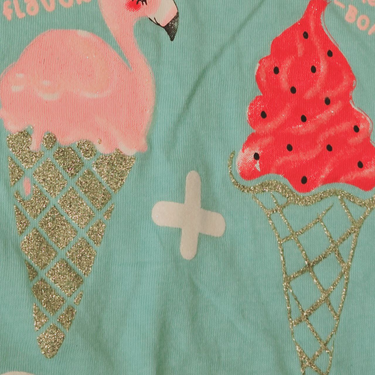 Top For Girls Summer Icecream Flamingo Design Size 3-4y