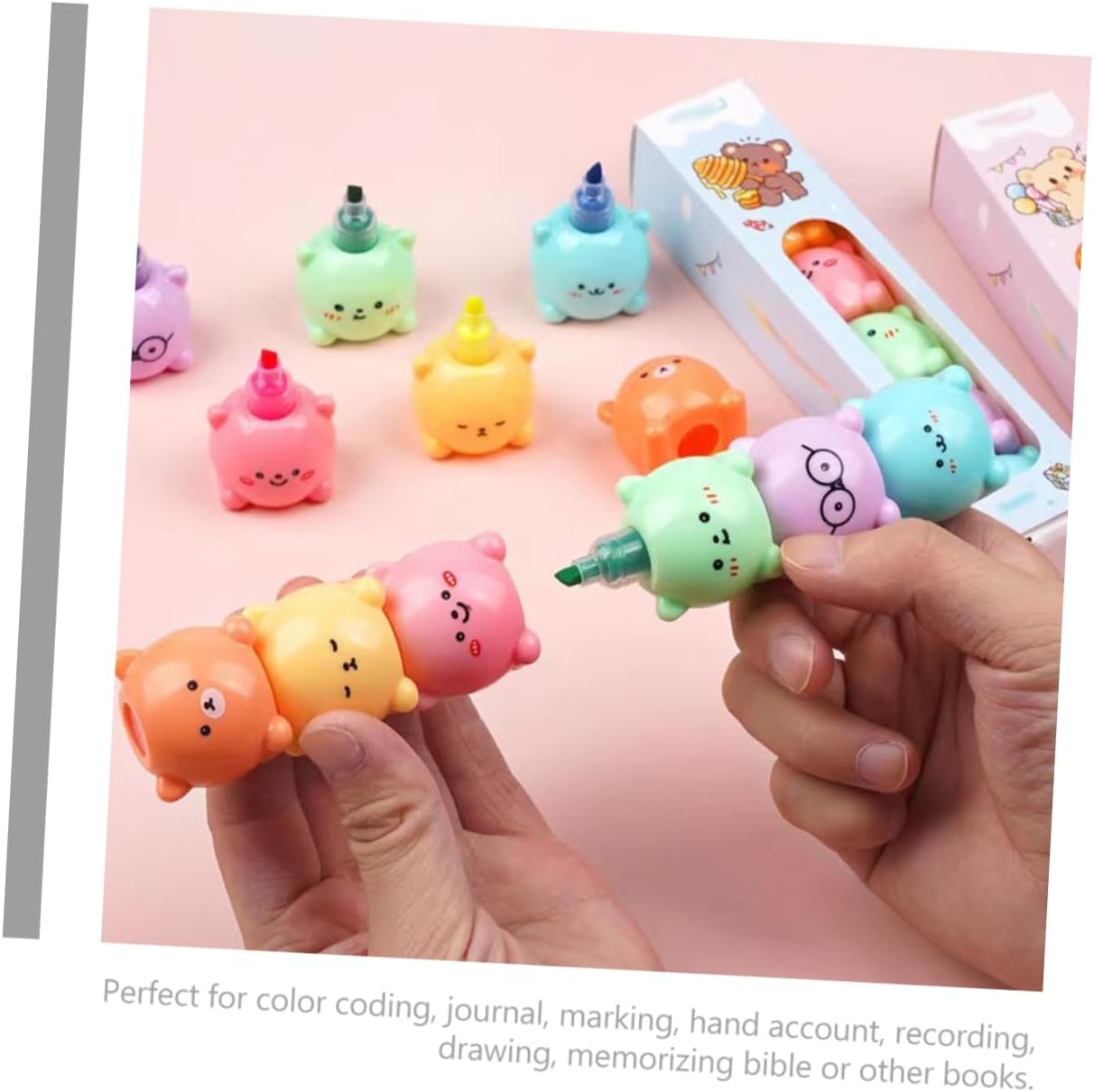 Highlighter Pens Set Of 6 Pcs Bear Design