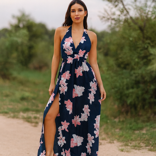 Long Dress For Women V Neck Open Back Brand:Yoins  Size M-L