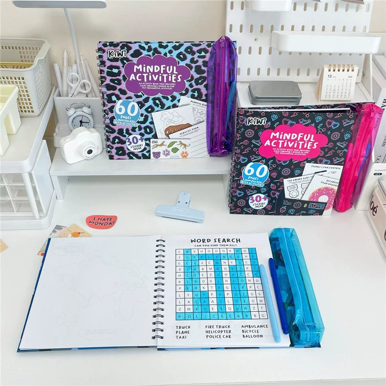 Mindful And Camo Games Activities Colouring Book With Pencil Case And 2 Markers
