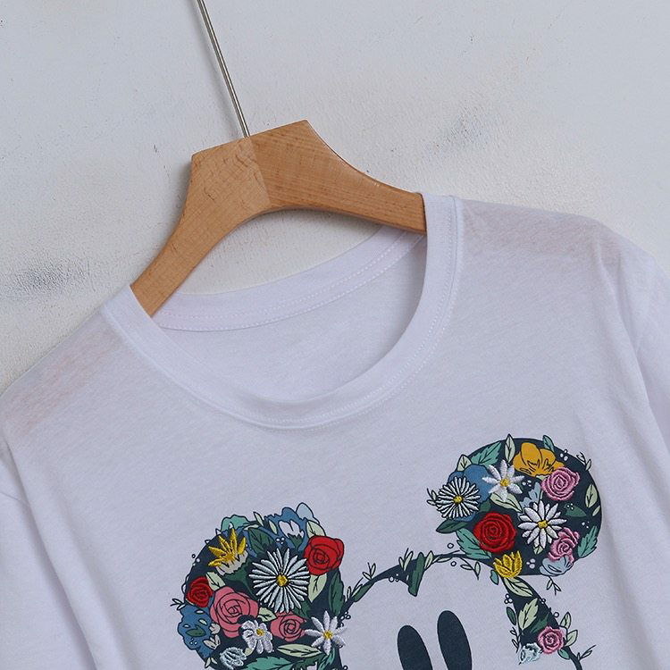 Outfit For Women Mickey Mouse Floral Design Set Of 2 Pcs Tshirt&Short Size XS-S
