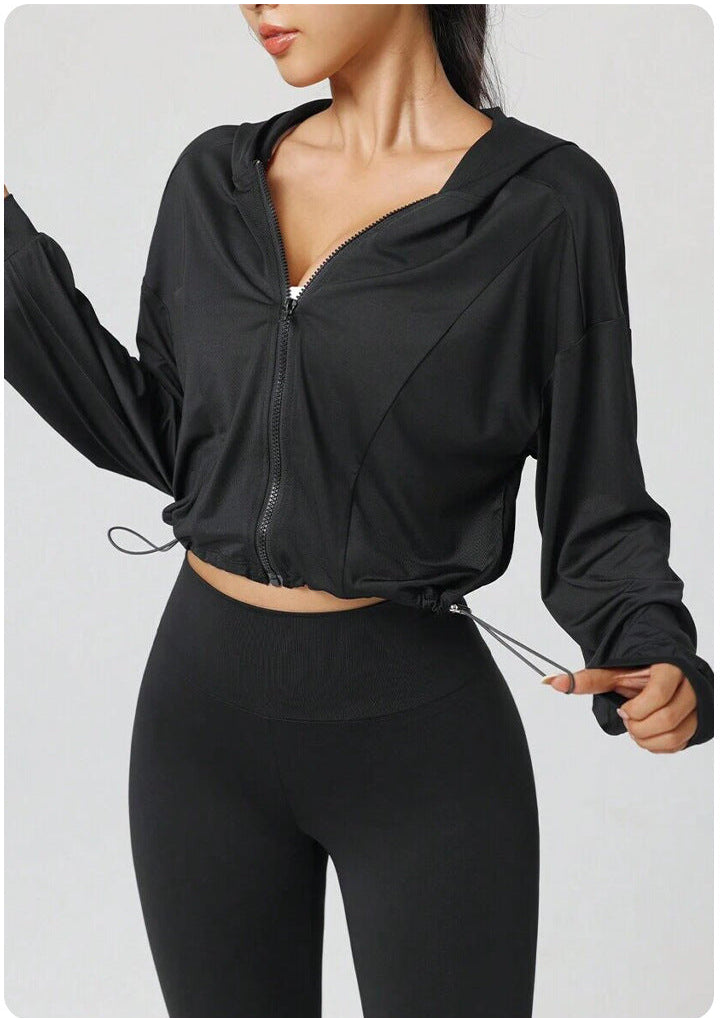Women's Cropped Zip-Up Hoodie – Lightweight Active Jacket | Size M