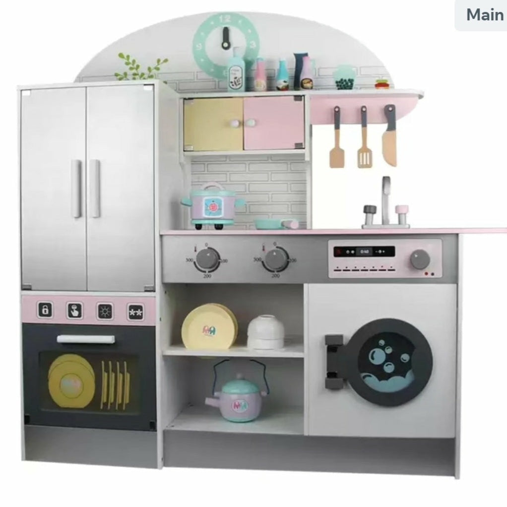 Wooden Simulation Play Home Refrigerator Kitchen Large Children Experience Cooking Kitchen Utensils Early Education Toys