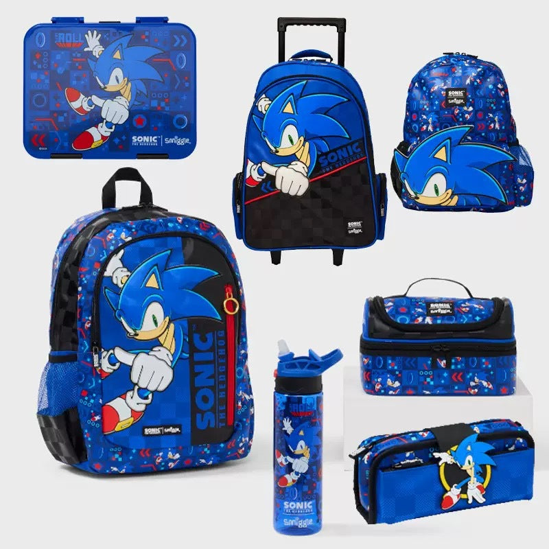 Smiggle Sonic Design Set Of 3pcs Bottle Lunch Box Backpack 42cm