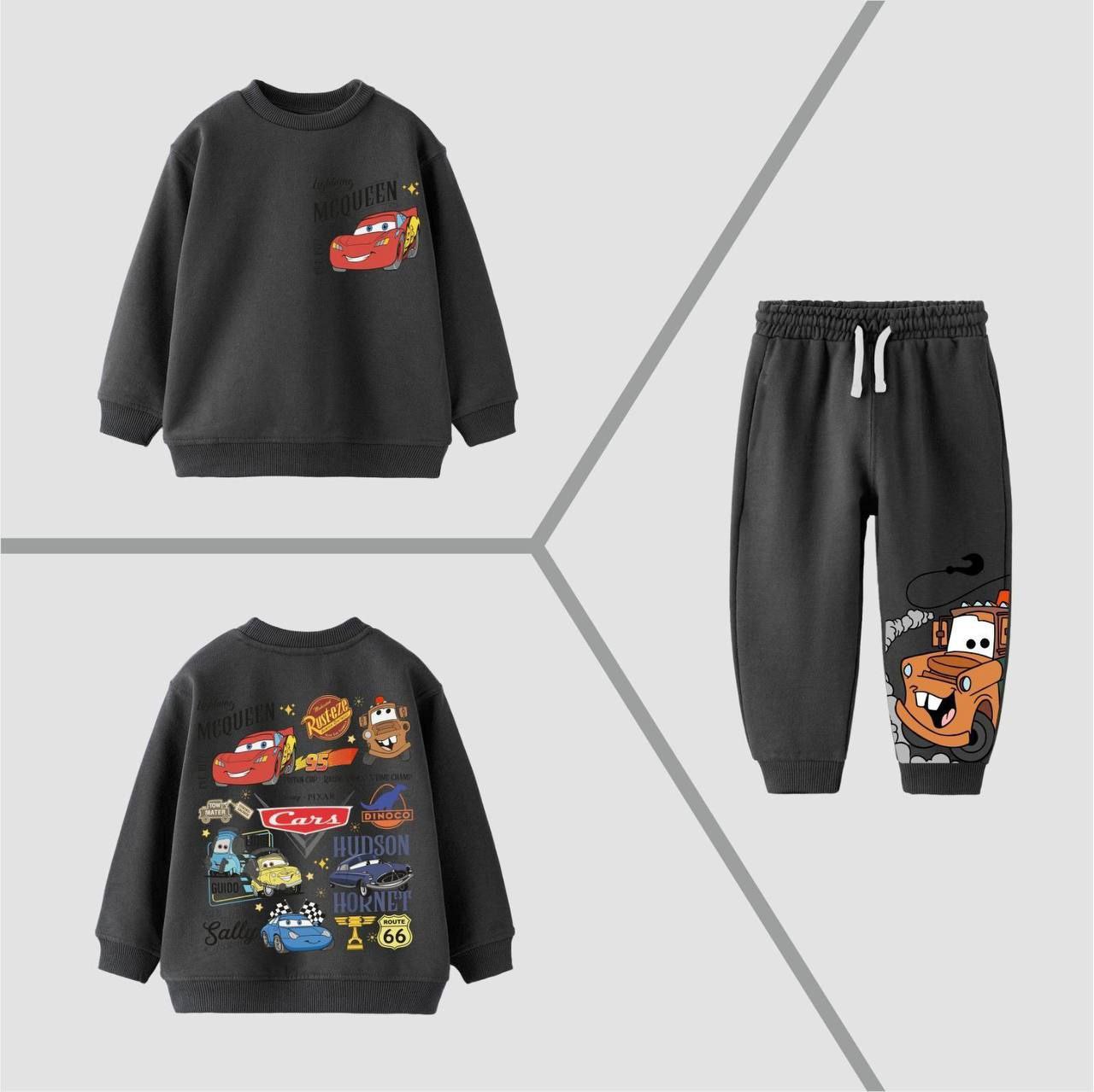 Dark Grey Cotton Outfit Disney Cars Design Size 2-8y