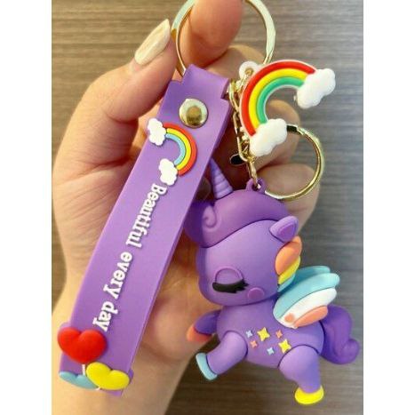 Cute Cartoon 3d Unicorn Shaped Soft Rubber Keychain For Women, Suitable For Rainbow Party, Gift, Backpack