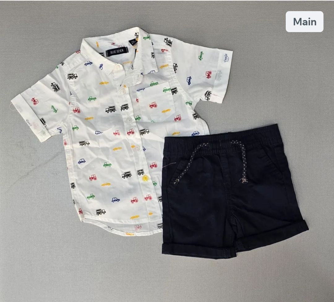 Outfit For Boys Vehicles Design Set Of 2 Pcs Tshirt&Short Size 6-9month