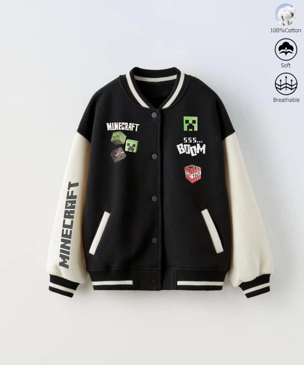 Jacket With Fleece Minecraft Creeper Design Size 5-14y
