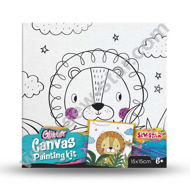 DIY Glitter Canvas Painting Kit For Kids Lion/Lama Design