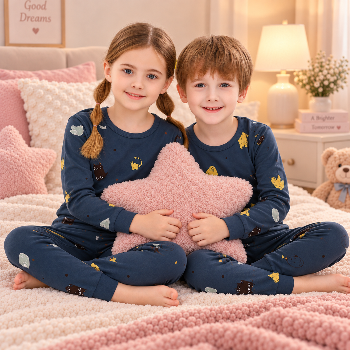Kids’ 100% Cotton Autumn Print Pajama Set | 3–14Y