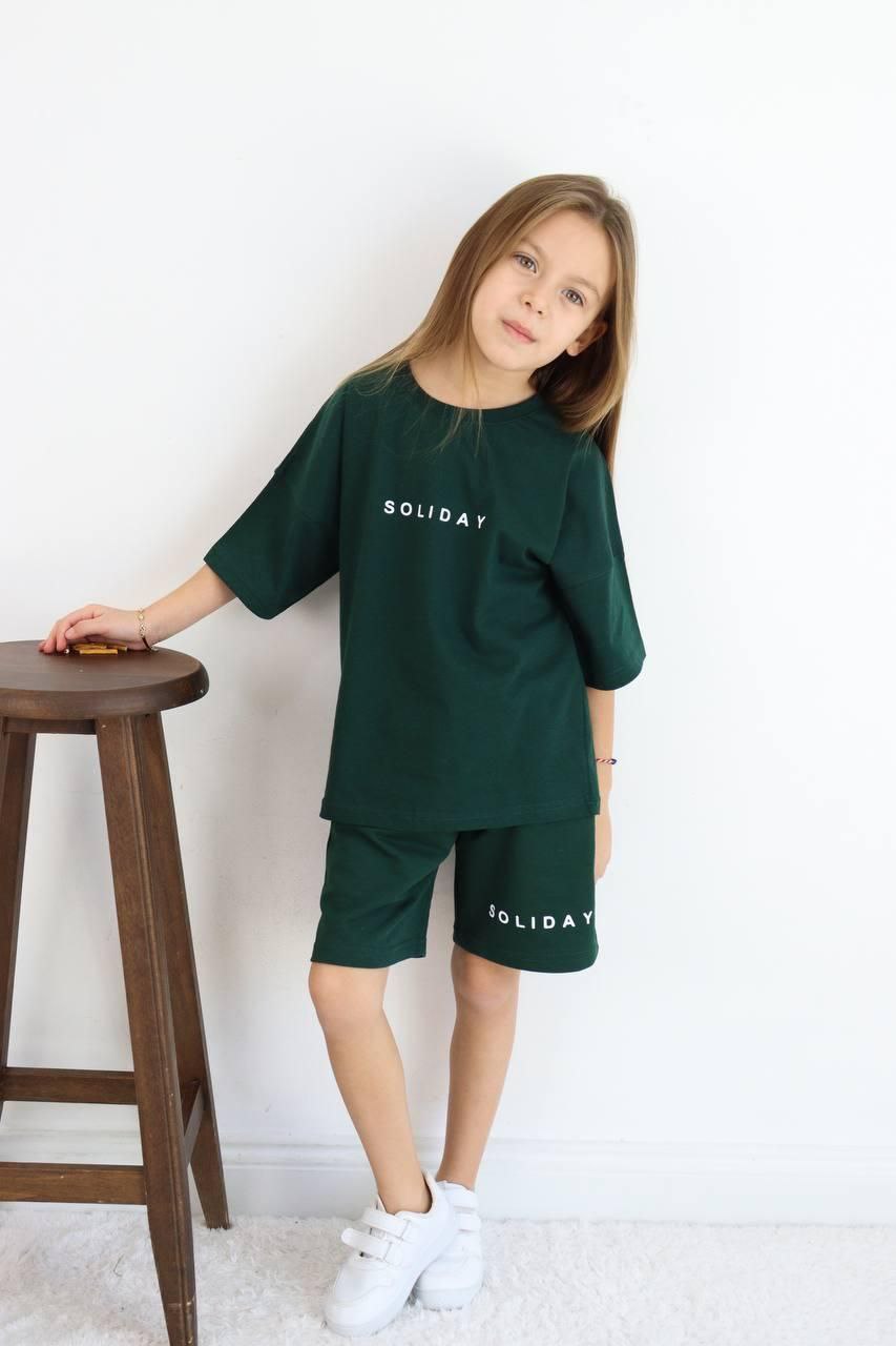 Outfit For Kids Boys&Girls SOLIDAY Army Green Set Of 2 Pcs Size 4-5y
